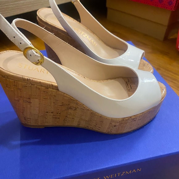 Stuart Weitzman Shoes - Stuart weitzman white Riviera wedges